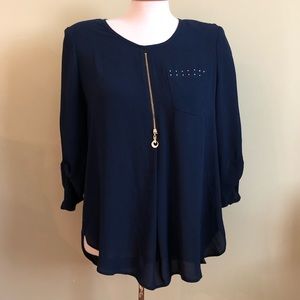 Chiffon blue blouse.